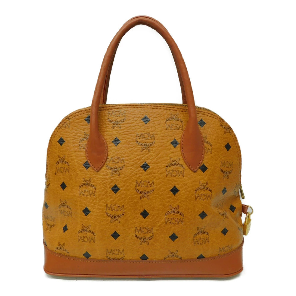 Mcm padlock handbag brown holder key leather